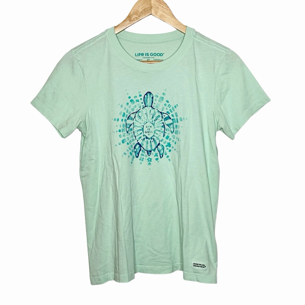 Life Is Good Turtle Graphic T Shirt Womens Small Crusher Lite Beachy Granola